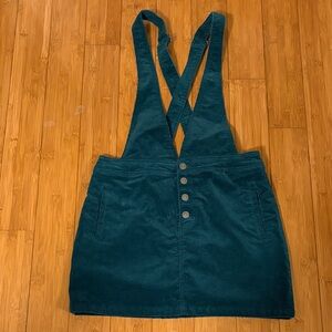 Wild Fable Teal Corduroy Pinafore Skirt with Crossback Straps M NWOT